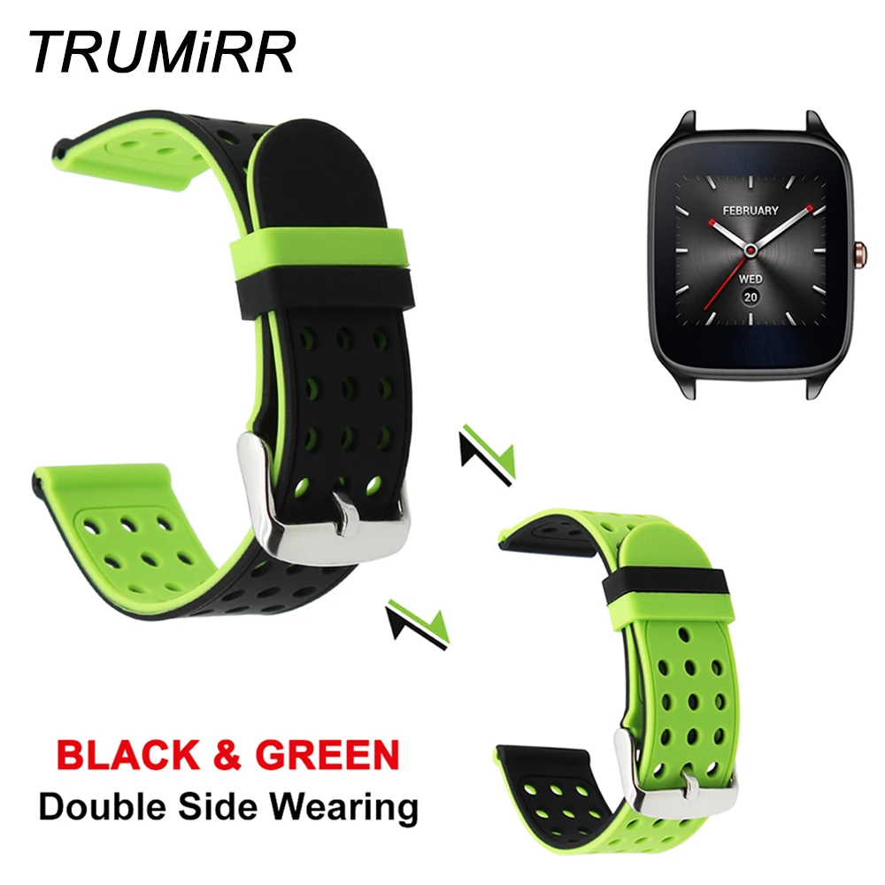 

22mm Silicone Rubber Strap Double Side Wearing Band for Asus ZenWatch 1 2 Men Pebble Time Steel LG G Watch Urbane W150 Bracelet