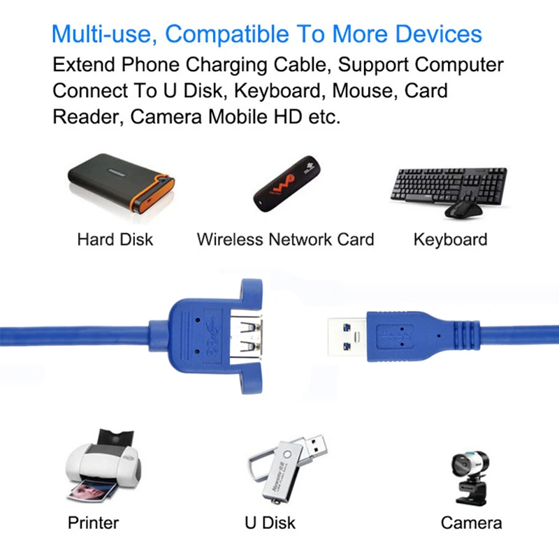 EGRINCY USB3.0 кабель-удлинитель USB 3,0 кабель для синхронизации данных с винтовым креплением на панель для настольный компьютер, принтер, жесткий диск