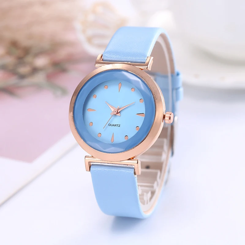 

Luxury Diamond Texture Women Watch PU Leather Casual Clock Cute Round Dial Lady Wristwatch Men Sports Quartz Watch Reloj Mujer