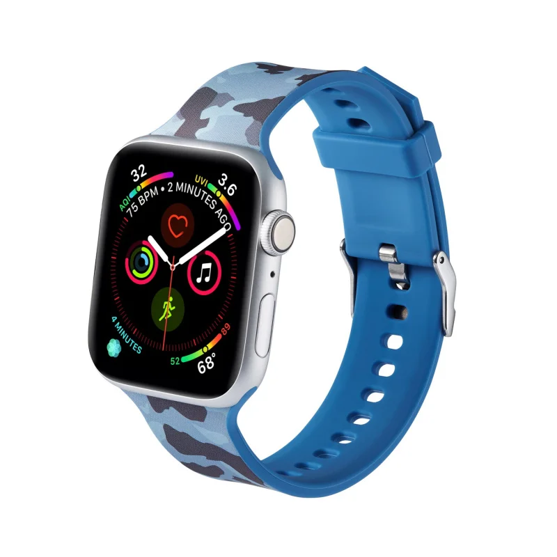 Силиконовые армийский камуфляж, ремешок для наручных часов Apple Watch серии 1/2/3 42 мм/38 мм спортивный ремешок для браслетов для наручных часов Apple Watch Series 4 40 мм 44 мм - Цвет ремешка: Синий