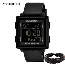 SANDA, роскошные Брендовые мужские спортивные часы, цифровые часы, светодиодный, военные часы, мужские модные цифровые наручные часы, relogio masculino