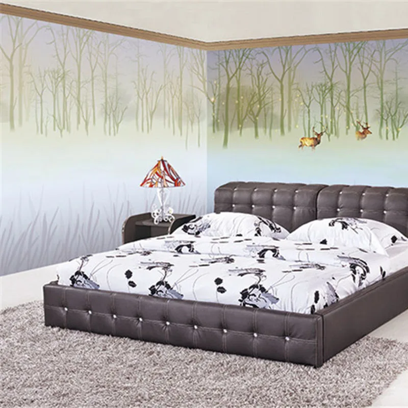 

Custom Print DIY Fabric &Textile Wallcoverings For Walls Cloth Matt Silk For Bedding Living Room Deer Forest Backdrop Seamless