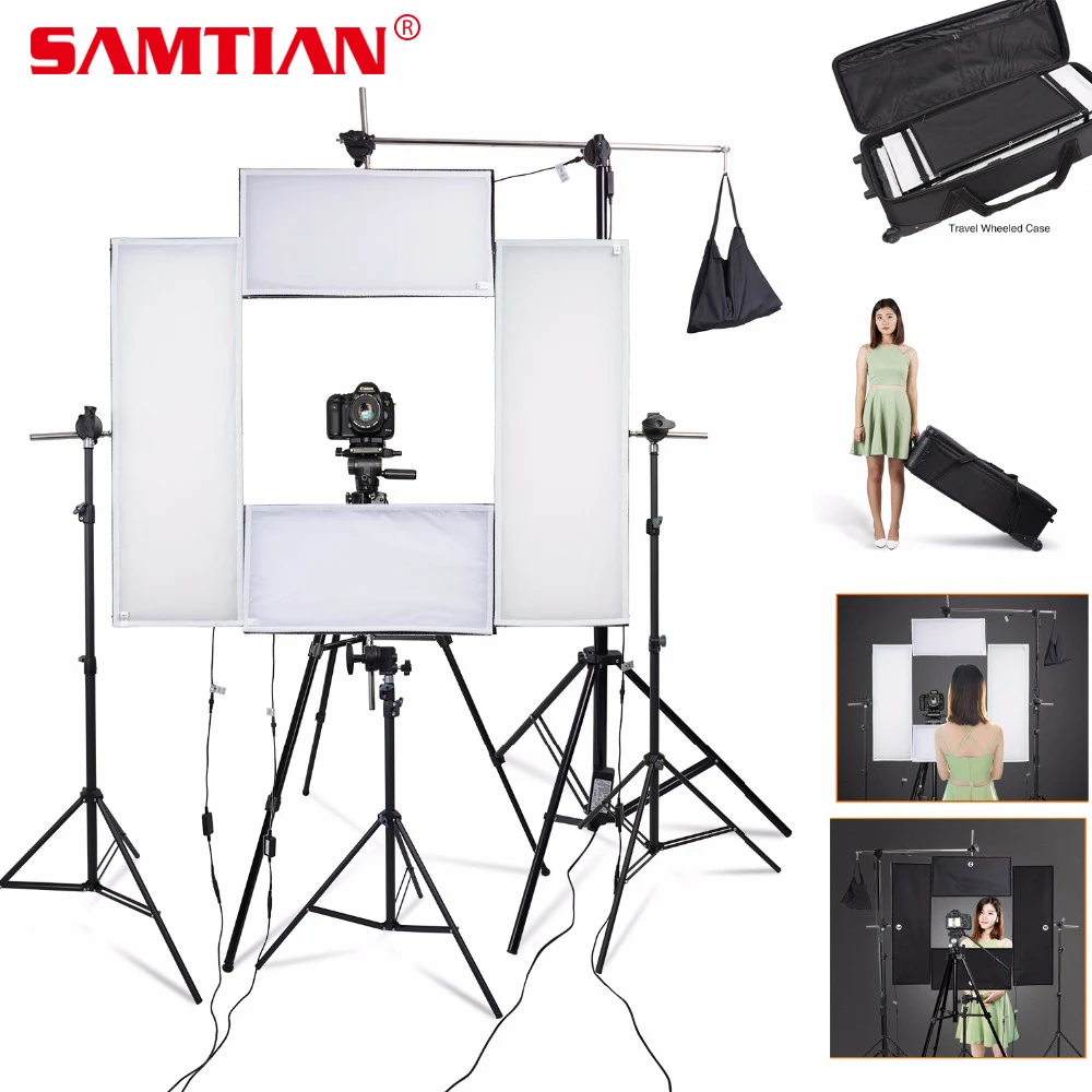

SAMTIAN 4Pcs/set Photography Headshot Lighting Kit 951PCS LED Photo Studio Video Light With Light Stand Wireless Remote Control