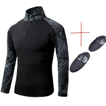 Военная мультикамера Военная боевая рубашка Униформа тактическая рубашка с налокотниками камуфляжная охотничья одежда Ghillie костюм Топ