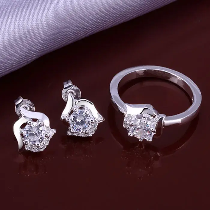 

Hot selling 925 fashion white rose R+E Jewelry Set SMTS648