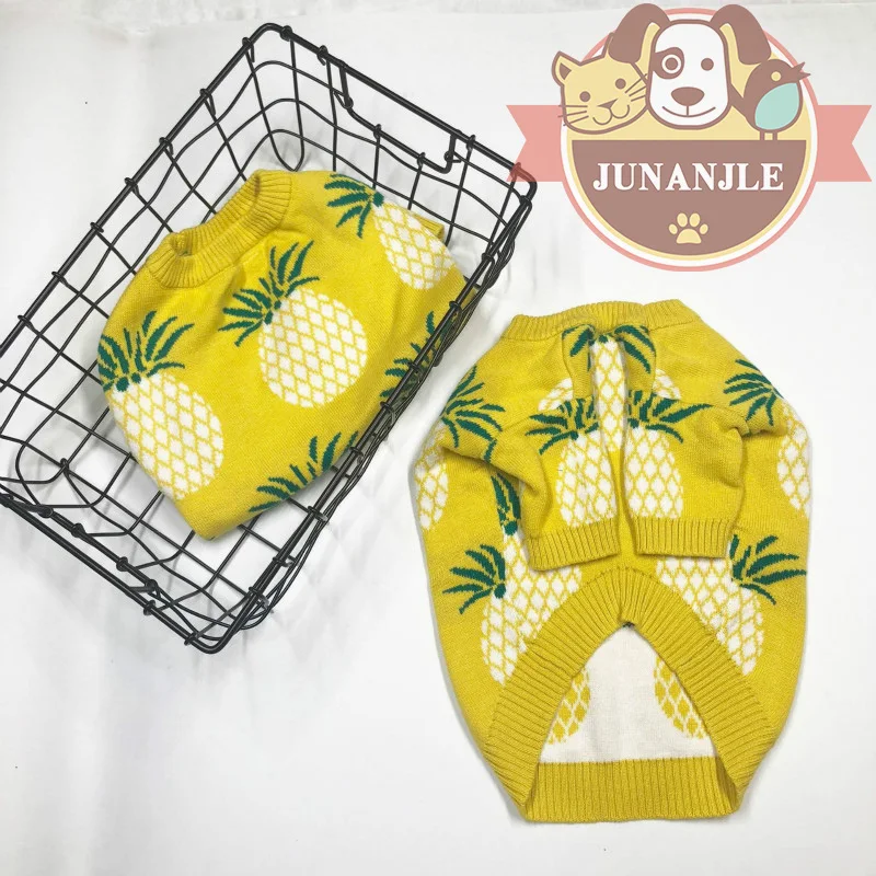 

Pet Sweater Dog Christmas Clothes Autumn and Winter French Bulldog Keke Keki Autumn and Winter Warm Cute Pineapple Sweater