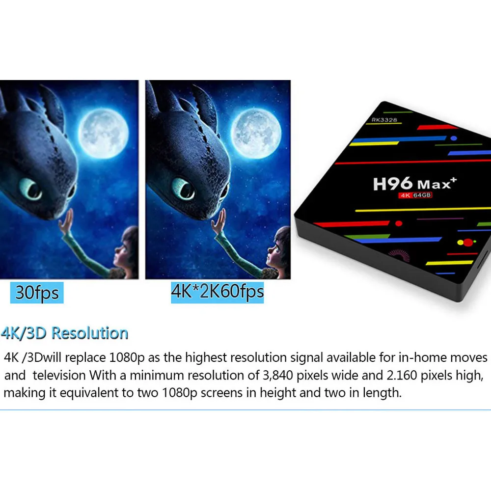 H96 MAX Plus caja de TV inteligente Android 8,1 TVBox 4 GB de Ram 32 GB/64 GB Rom Rockchip RK3328 4 K H.265 USB3.0 2,4 Ghz WiFi IP TV Set Top Box - 4
