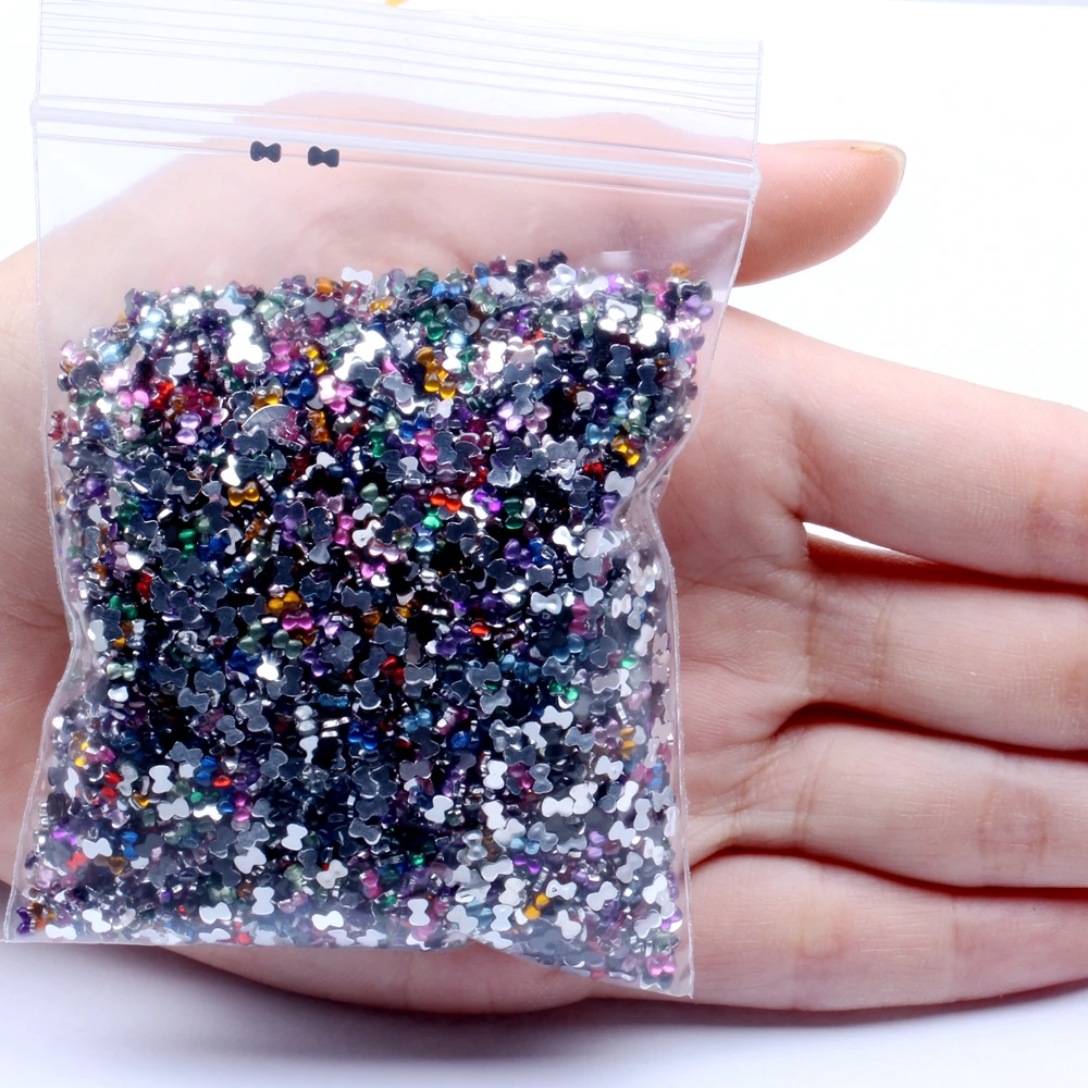 

Bowknot 30g 10000pcs Rhinestones Gems For Nail Art Decoration 3D Non HotFix Nail Art Decorations Flatback for Nail Art