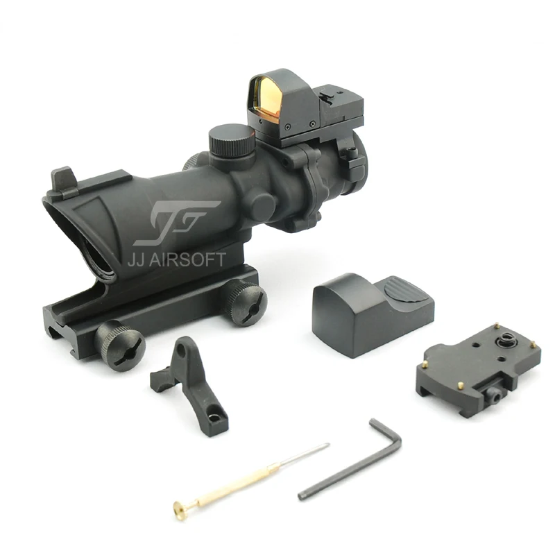 

JJ Airsoft ACOG Style 4x32 Scope with Docter Mini Red Dot Light Sensor (Black) FREE SHIPPING