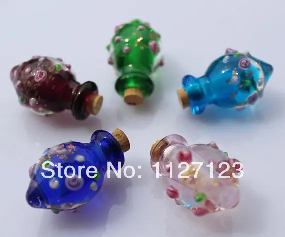 

10pcs Perfume vials (18X28MM,0.5ML,Mixed Colors) scent bottle pendant murano glass essential oil vials