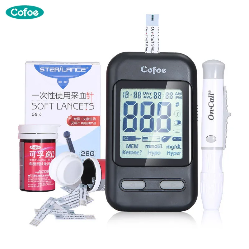 

Cofoe Yiqiao Blood Glucose Meter & Test Strip & Needles Lancets Free Code Medical Diabetic Monitor Blood Sugar Meter for Old Man