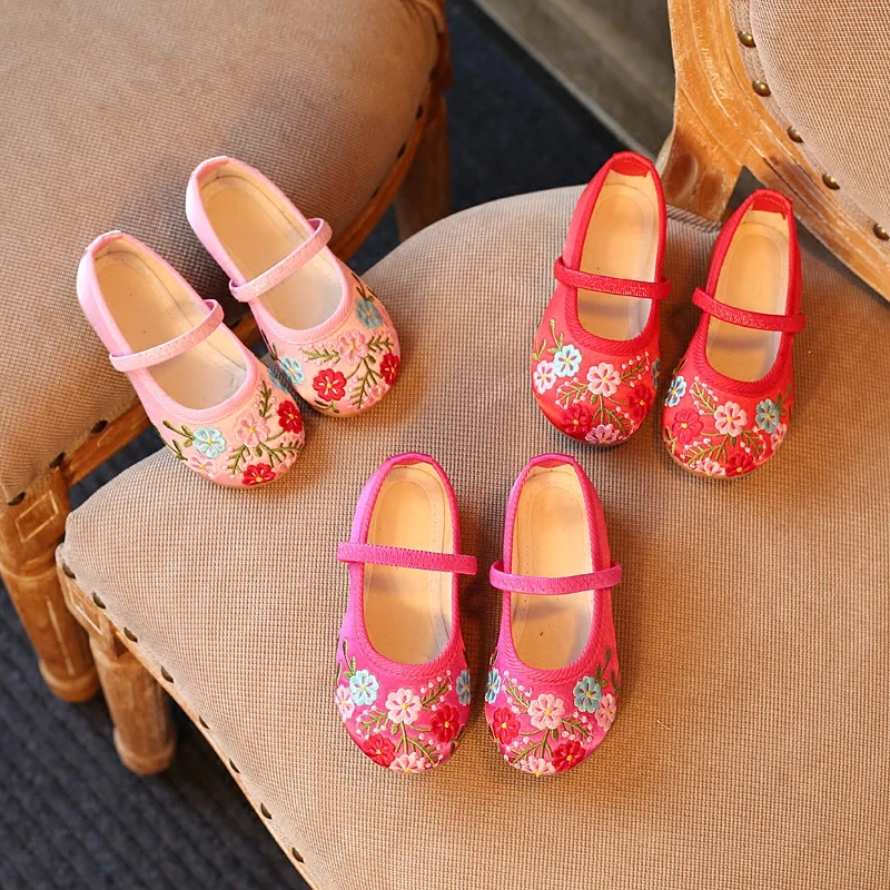 

Flower Girls Shoes Spring Summer Autumn Princess Shoes Embroider Cute Bowknot Toddler Shoes Dance Shoes Ballet Flats Size 25-36