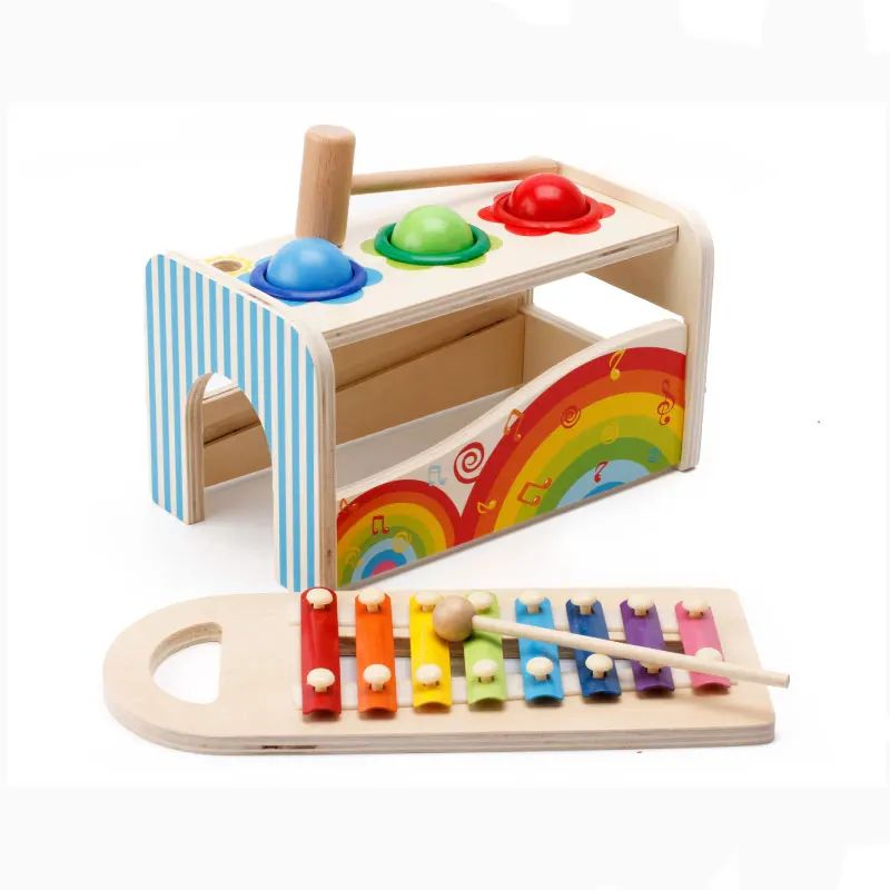 

MWZ Baby Wooden Noise Maker Knock Bal Hand Hammering Kids Early Learning Educational Toys For Chirldren