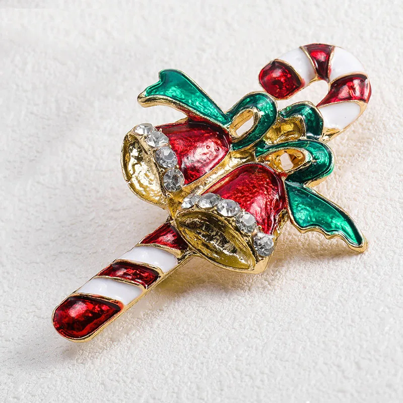 

Christmas Brooch Pins Crutch Rhinestone Enamel Bell Scarves Decor Winter Creative Jewelry Women Gifts