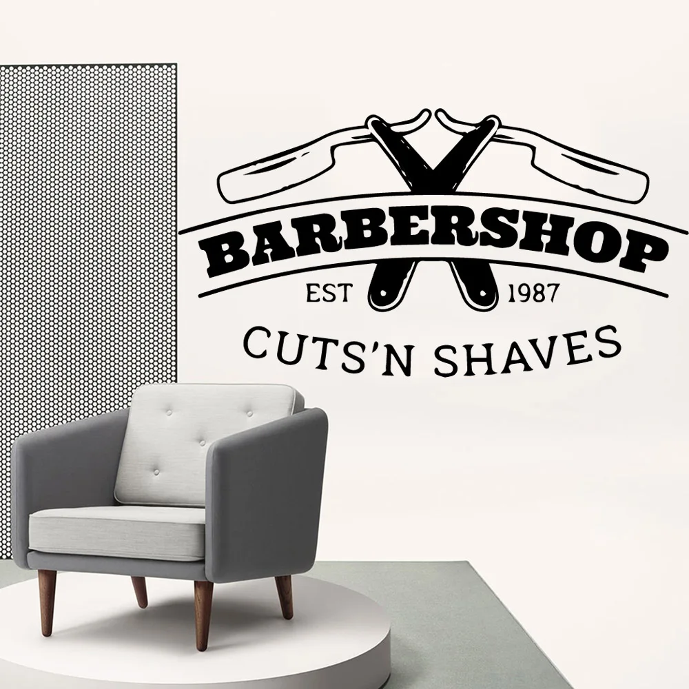 

Cartoon barber shop Removable Art Vinyl Wall Stickers For Home Decor Living Room Bedroom Wall Art MURAL Drop Shipping