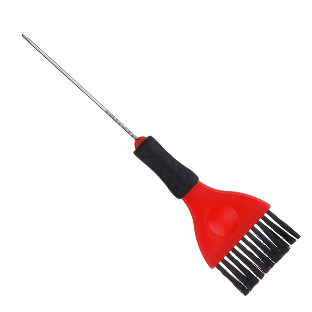 1 Piece Hair Tint Brush with Metal Pin Tail, Red & Black, Long Handle, Professional Hair Dye Applicator Brushes