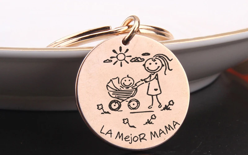 FLYANGEL модный круглый брелок с гравировкой La Mejor Mama ювелирный держатель ключей для мамы и ребенка Подарки для новой мамы