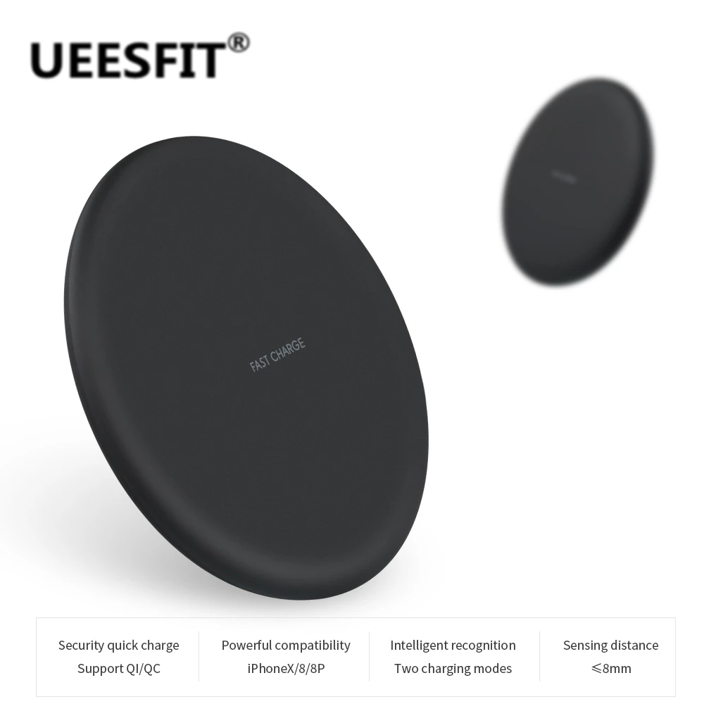 UEESFIT Новое ультра тонкое Беспроводное зарядное устройство KC05 для iphone X мобильный