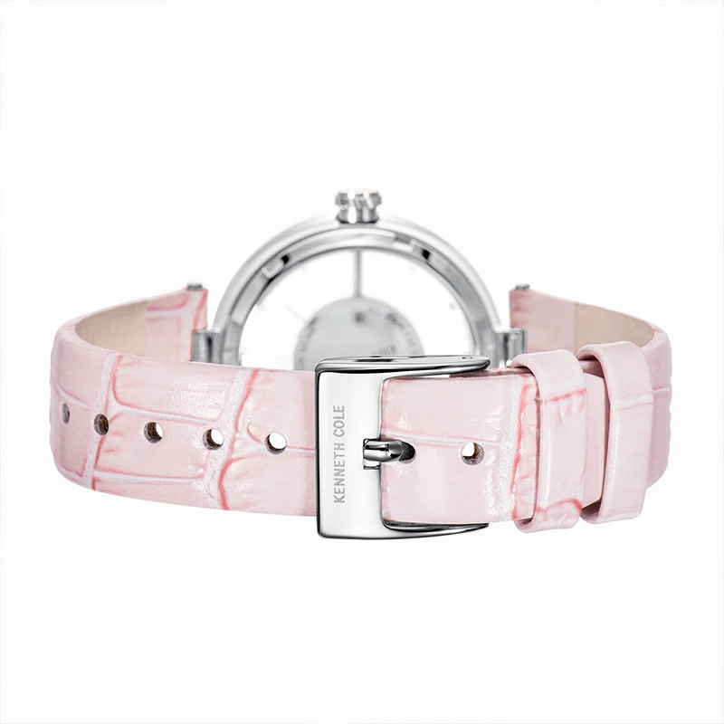 Kenneth Cole женские часы кварцевые с кожаной пряжкой водонепроницаемые розовые полые прозрачные Роскошные Брендовые Часы для женщин KC15004013