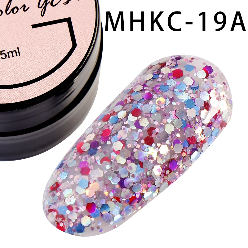 Girl2girl Nail Gel Polish Dream Diamond Sparkling Bling Uv Gel Nail Polish Glitter Led Cure Soak Off Nail Gel Official Store - Цвет: MHKC-19A