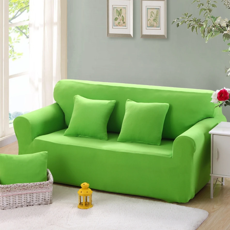 Hijau Universal Peregangan Sudut Sofa Couch Sofa Mencakup Untuk
