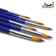 ZHOUXINXING постепенная сменная цветная круглая головка высокого качества нейлоновая кисть для гуаши синяя березовая древесина короткие стержни 6 шт. художественная кисть