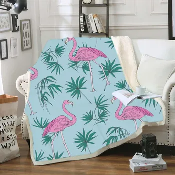 

Girly Velvet Plush Ultra Soft Throw Blanket Adorable Flamingo Pattern Sherpa Throw Blanket Animal Printed Washable