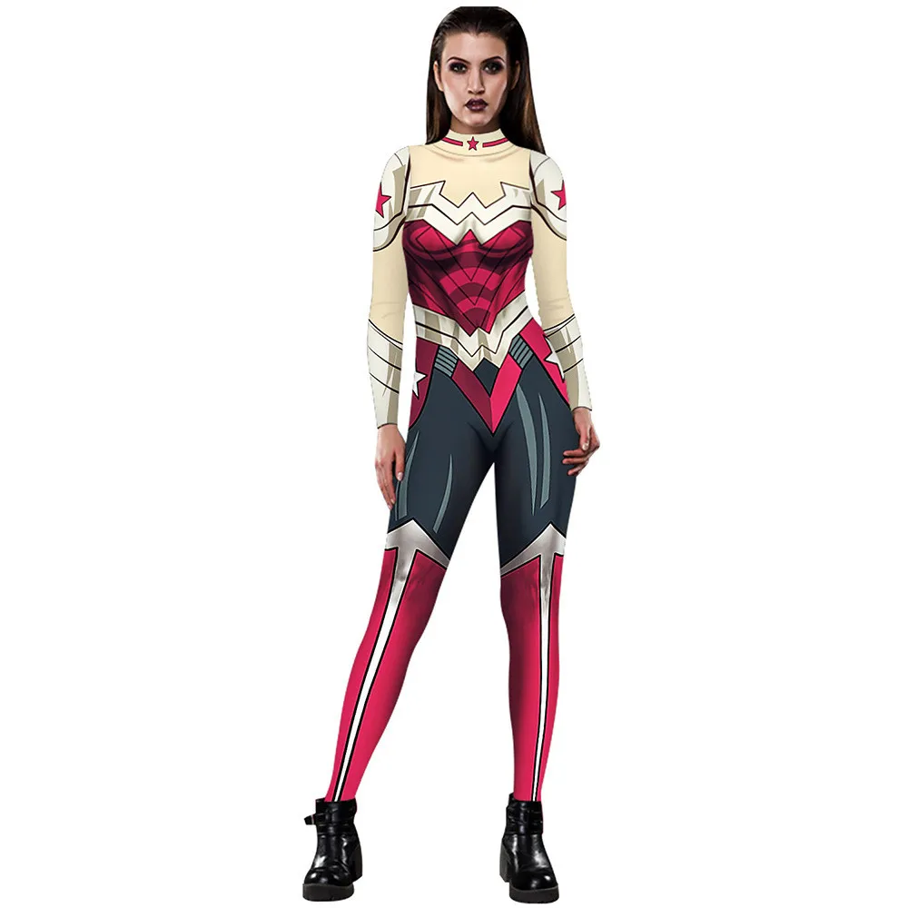 

Anime Superhero Wonder Woman Cosplay Costumes Diana Prince Women Girls Zentai Jumpsuits Bodysuit Catsuit Party Halloween Suit