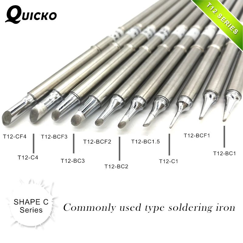 

SHAPE C series T12-CF4 T12-C4 BCF3 BC3 T12-BCF2 BC2 T12-BC1.5 C1 BCF1 BC1 Solder Iron Tips for Soldering FX951 952 STC