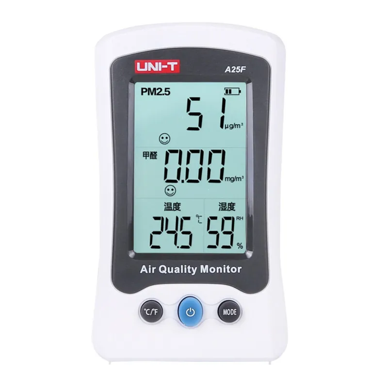 

UNI-T A25F Desktop Formaldehyde PM2.5 Detector Air Quality Temperature Measurement Meter with LCD display Formaldehyde tester