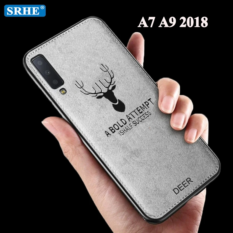 

Fabric Case For Samsung A7 2018 Case Soft Silicone Retro Cloth Texture Back Cover For Samsung Galaxy A7 A9 2018 Phone Cases