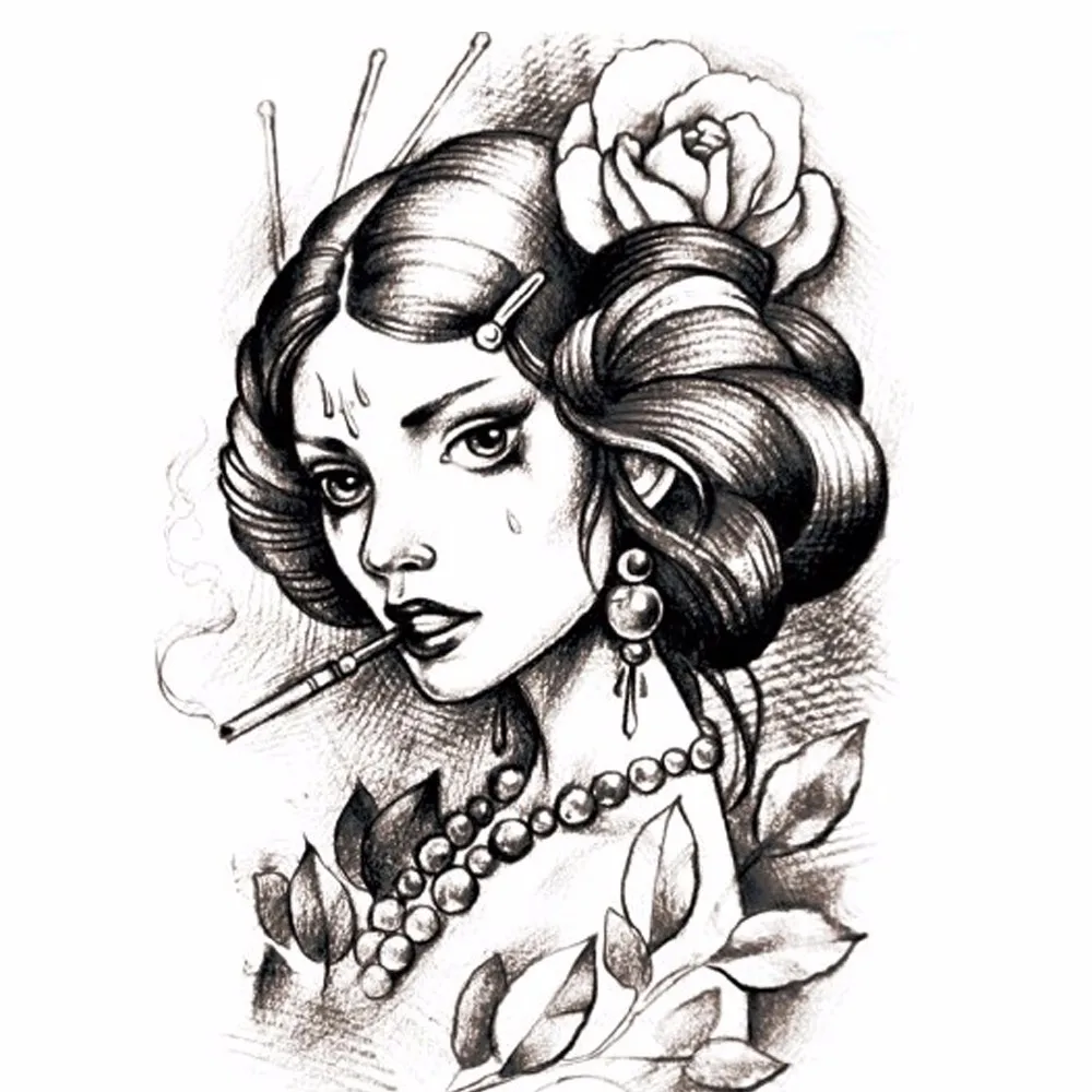 

Beauty Crying Temporary Environmental Waterproof Disposable personalized Tattoo Stickers Harajuku Tattoo Sleeve