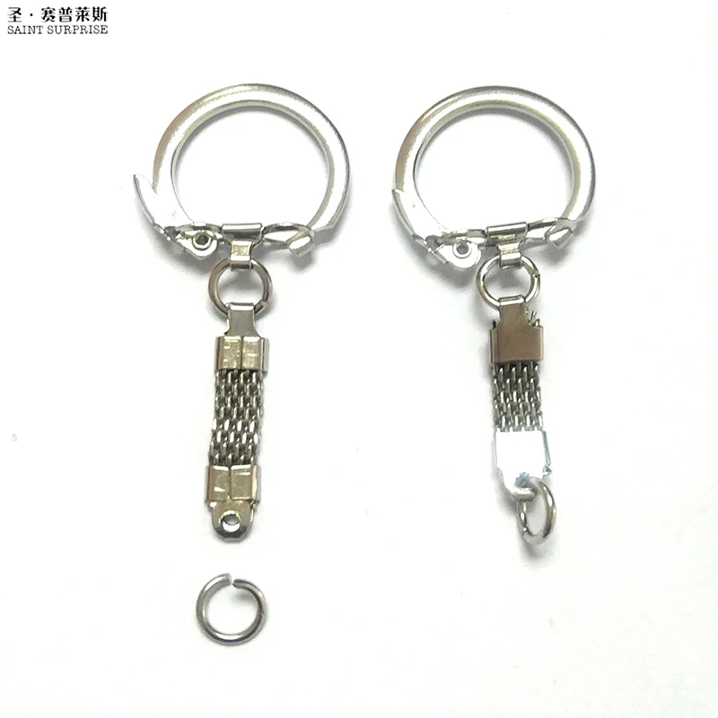 50 pcs Metal Alloy Key Chains Key Rings Dull Silver Color Keychain