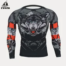 Облегающие длинные футболки, брюки, муай тай, ММА, Fightwear, боксерский комплект, компрессионные Джерси, штаны, 3D принт волка, Рашгард, кикбоксинг