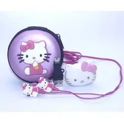 1 шт./лот Высокое качество hello kitty MP3 музыкальный плеер клип mp3 плееры Поддержка TF карты с наушниками Mini USB сумка