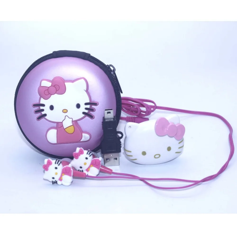 

1pcs/lot High Quality Hello Kitty MP3 Music Player Clip MP3 Players Support TF Card With Earphone Mini USB Bag