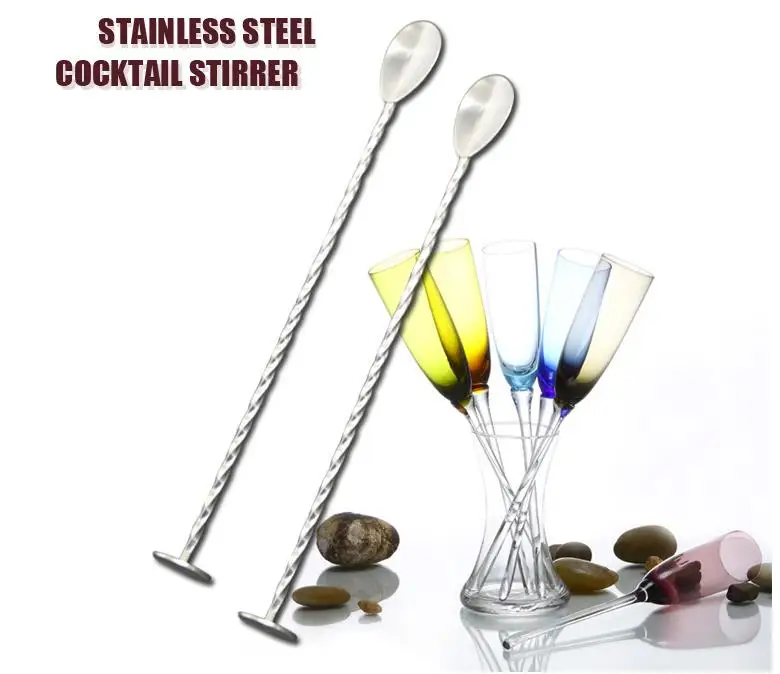by DHL or EMS 500 pcs 304 Stainless Steel Bar Spoon 27.5cm Swizzle