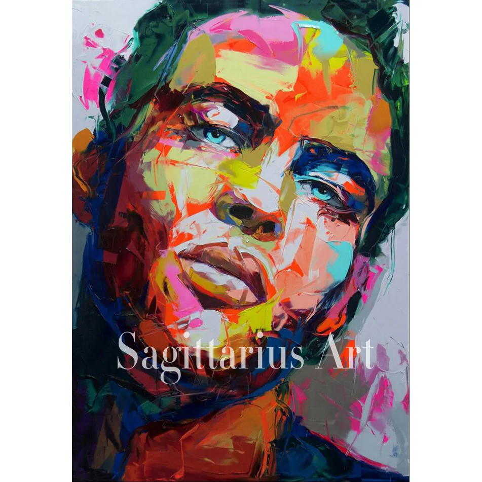 

Francoise Nielly Designer Untitled 577 Hand Painted Palette knife Abstract Oil Painting Canvas Home Decor Fine Artwork Cool Face
