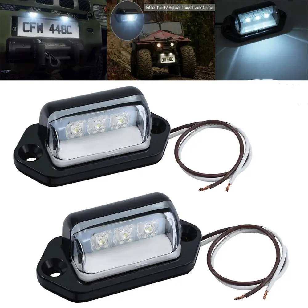 

Car Truck 3 LED License Number Plate Light Tail Rear Lamp Backup Pickup Rear Reverse Tag Lam 12V 24V 1PC