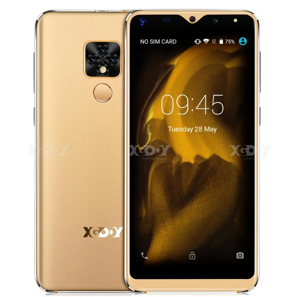 Xgody Mate20 Mini teléfono inteligente Quad Core Android 9,0 de 2500 mAh teléfono móvil 1 GB + 16 GB 5,5 pulgadas de pantalla 19:9 teléfono Móvil Cámara Dual 3G