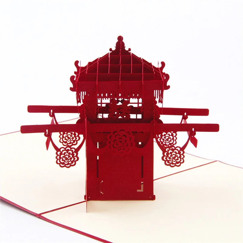  3D Laser Cut Handmade Chinese Style Bridal Sedan Chair Paper Invitation Greeting Cards PostCard Wed - 32791417397