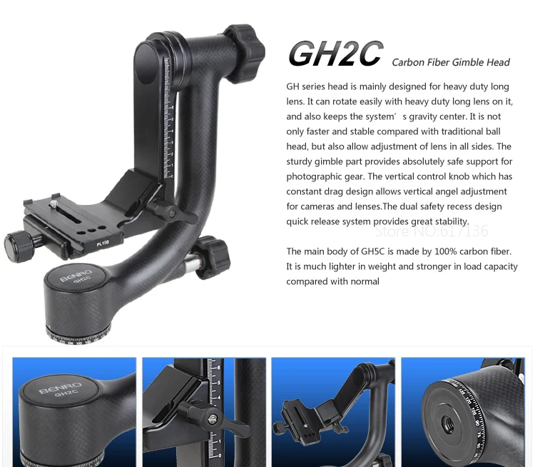 Benro GH5C GH2C карданный наконечник карбоновые головки для Benro штатива GH2 карданные головки Максимальная загрузка 25 кг DHL