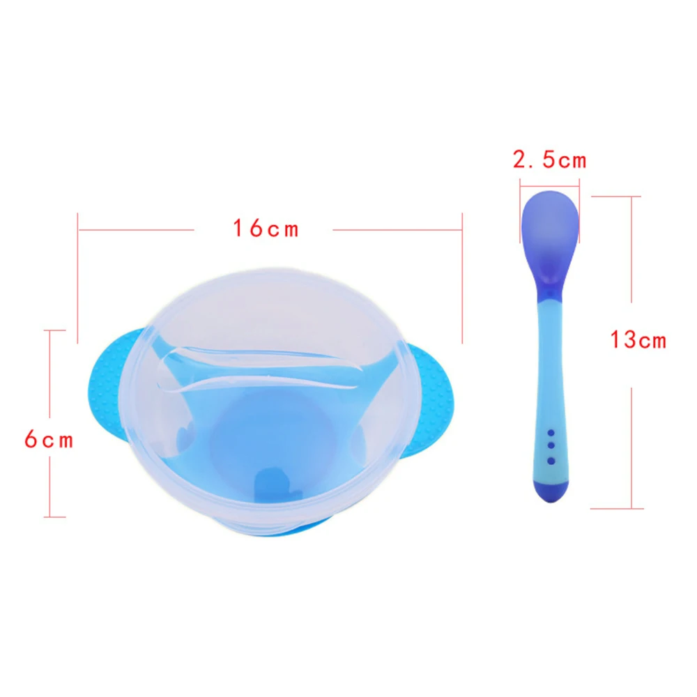 Baby Tableware Dinnerware Suction Bowl with Temperature Sensing Spoon baby food Baby Dinner Feeding Bowls Dishes Set