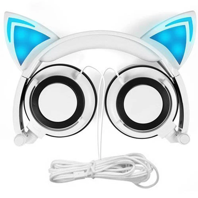 

Primeira causa Foldable Wired Over Ear Kids Headphone with Glowing Light for Girls Children Cosplay Fans Cat Ear Headphones