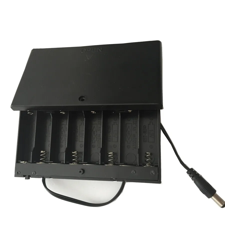 12V 8aa 배터리 홀더 케이스 셀 상자 ON OFF 스위치 150mm 와이어 직경 5.5X2.1mm 커넥터 100 개/몫