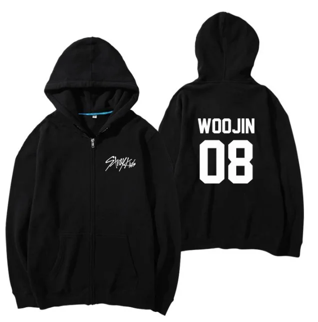  BF 2019 STRAY KIDS Cool Logo Zipper Hoodies Sweatshirt fashion Korean pink long-sleeved hooded swea