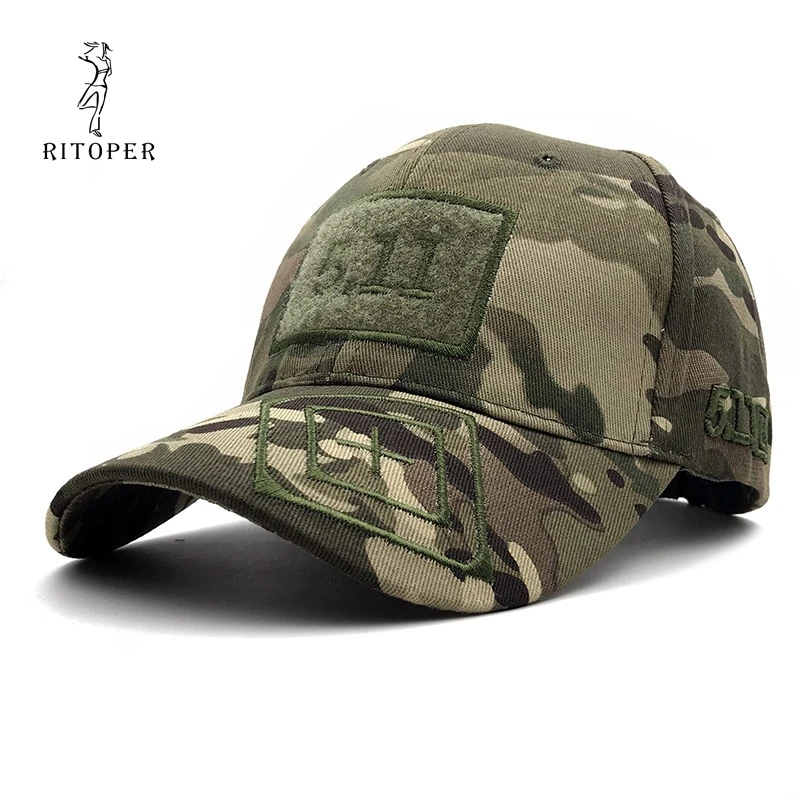 

RITOPER Camouflage Outdoor Baseball Caps 511 Army Jungle Caps Velcro Embroidery 10 Colors Tactics Soldier Hat Unisex New
