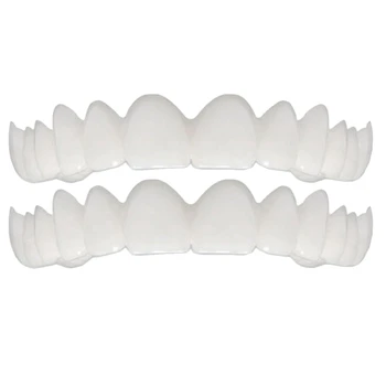 

2Pcs Comfort Fit Flex White Fake Teeth Top Veneer Denture For Men Women Oral Supplies Orthodontic Braces Set