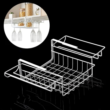 

Kitchen Under Shelf Kitchen Storage Basket Lightweight Organiser Cup Rack Bathroom Kitchen Sundries Container