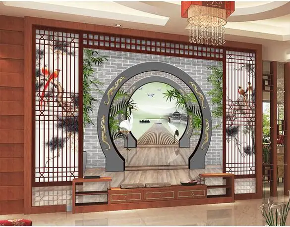 

3d wallpaper custom photo mural beauty non-woven Chinese wind 3 d landscape pier Bridges TV setting wall of the garden wallpaper